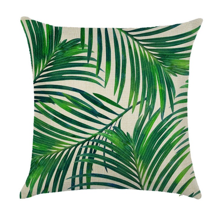 Botanikus párnahuzat, trópusi akvarell illusztráció, többszínű, 45x45cm