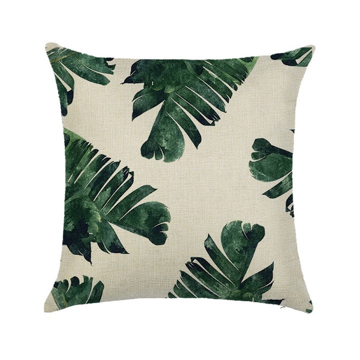 Botanikus párnahuzat, trópusi akvarell illusztráció, szett, 45x45cm