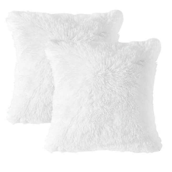 Set 2 Fete de perna, Plus / Bumbac, 40 x 40 cm, Alb