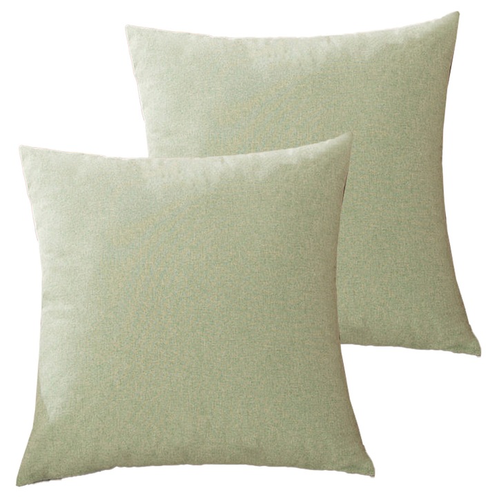 Jormftte díszpárnák, 2 darabos szett, zöld, vászon textúrájú, rejtett cipzár
