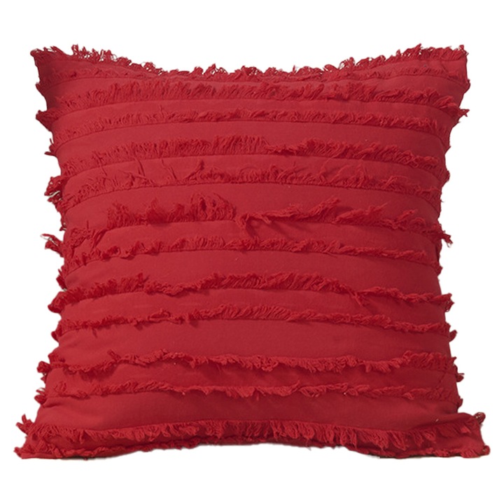 Díszpárnák, Jormftte, pamut huzat, piros, egyszerű design, 45x45cm