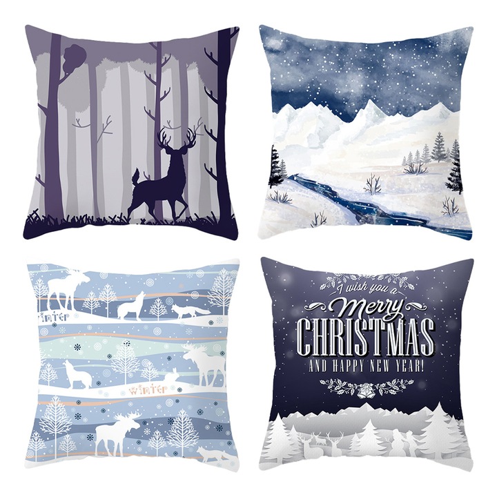 Jormftte díszpárnahuzatok, 2 db-os karácsonyi párnahuzat szett, pamut, cipzárral, 45x45cm