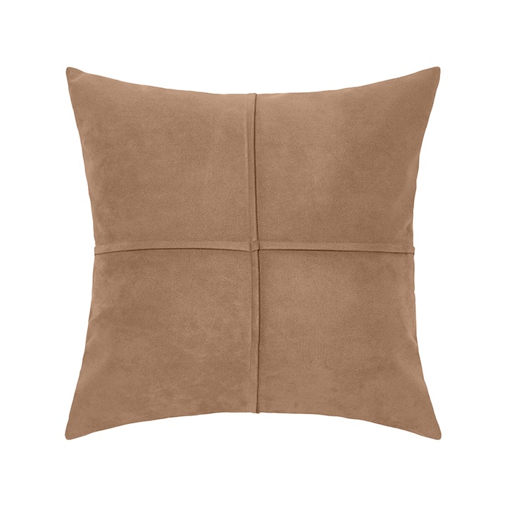 Husa perna patrata HERUSI piele ecologica maro 45x45cm set
