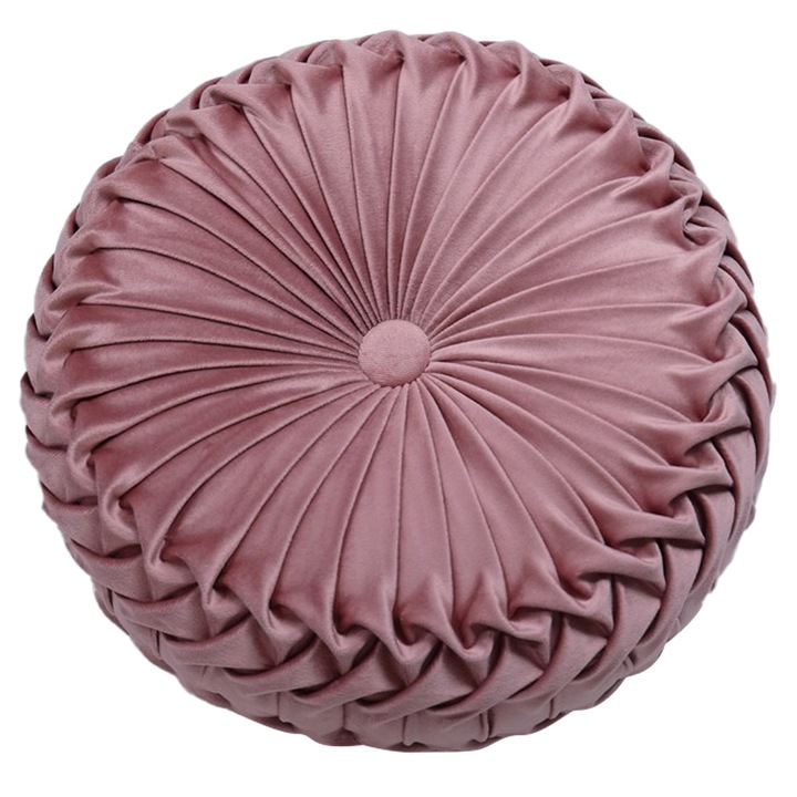 Kerek díszpárna, tök mintás, 30x30cm, egyszínű, poliészter szálból és plüss anyagból