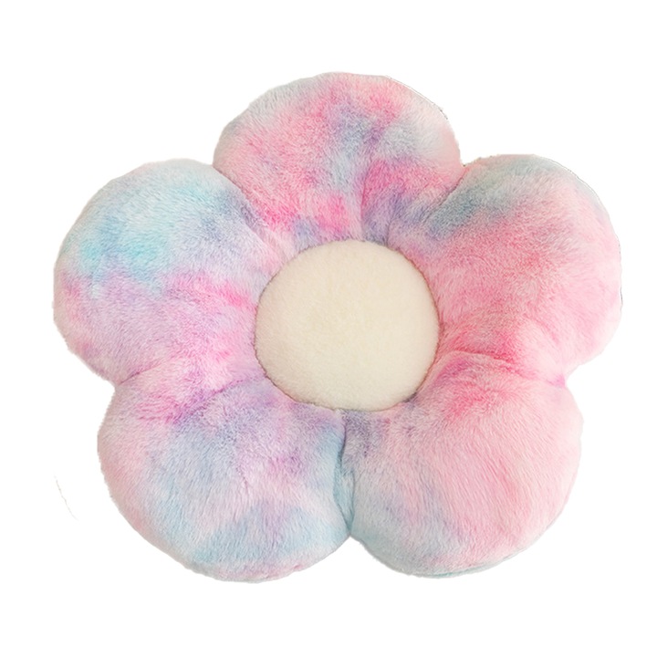 Díszpárna szett, virág alakú, puha anyag, többszínű, 40x40cm