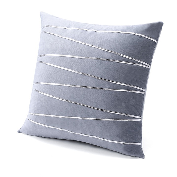 Husa de perna, margine argintie, gri, 45x45cm