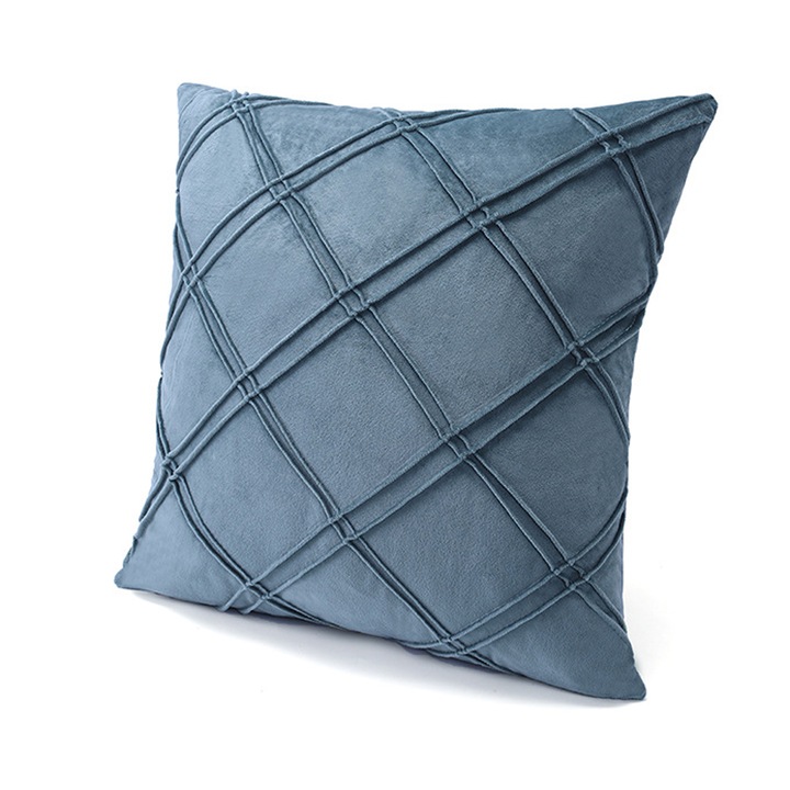 Husa perna, margine argintie, acid blue, 45x45cm