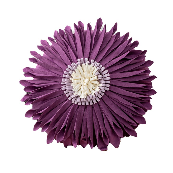 Jormftte 3D díszpárna, margaréta mintás, lila, 45x45cm