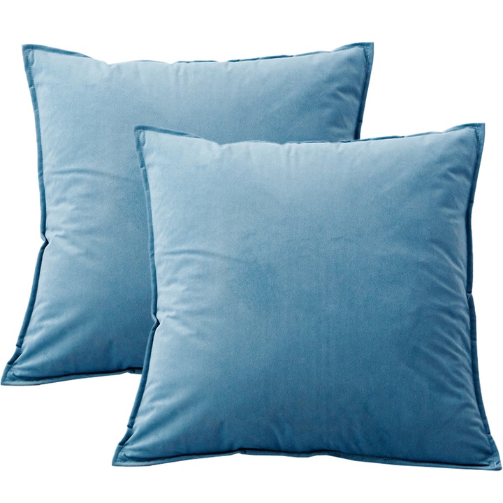 2 db díszpárna készlet, bársony, kék