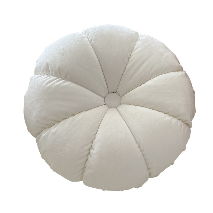 Díszpárna QttvbTna, bársony, sütőtök fazonú, fehér, 45cm