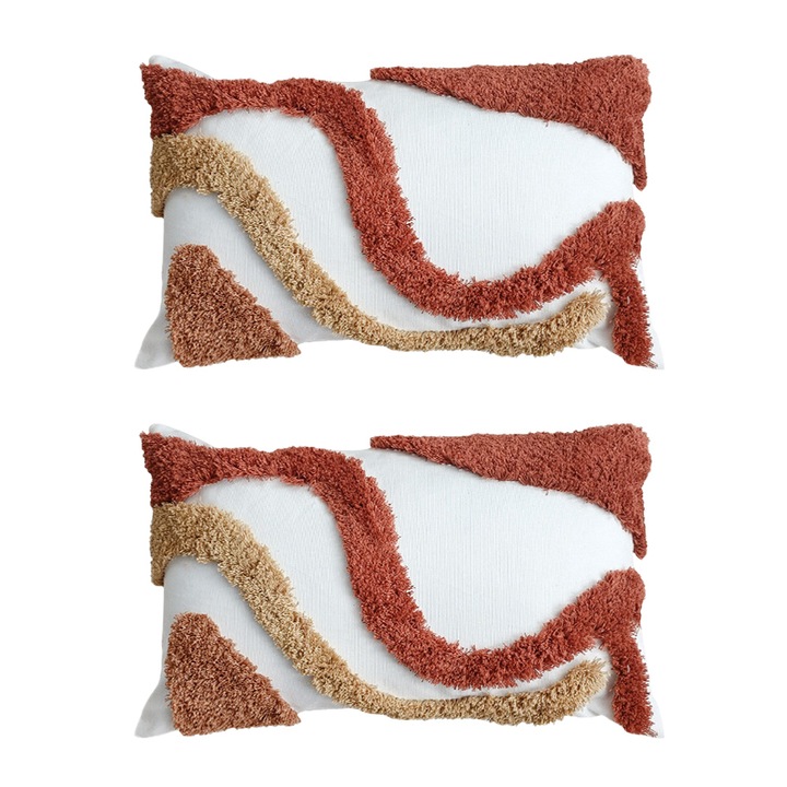 Set de 2 fete de perna decorative cu model rustic, pentru canapea, living, stil 2