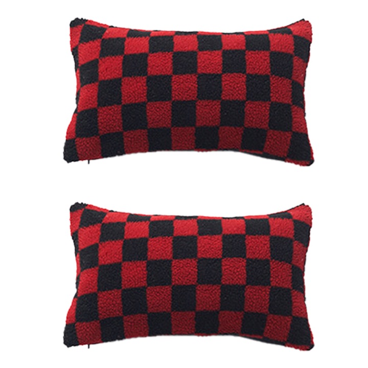 Set 2 fete de perne de Craciun, rosu/negru, decorativ, 45x45cm