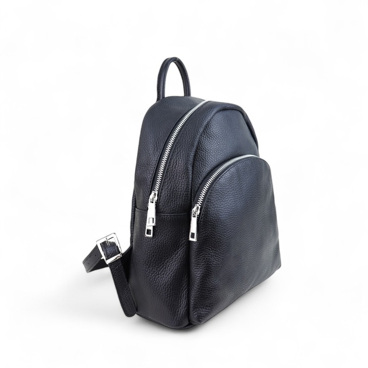 Rucsac Klara-M din piele naturala pentru femei Negru