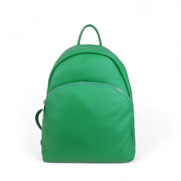 Дамска раница Moranti Klara-M, естествена кожа, зелена, регулируеми презрамки