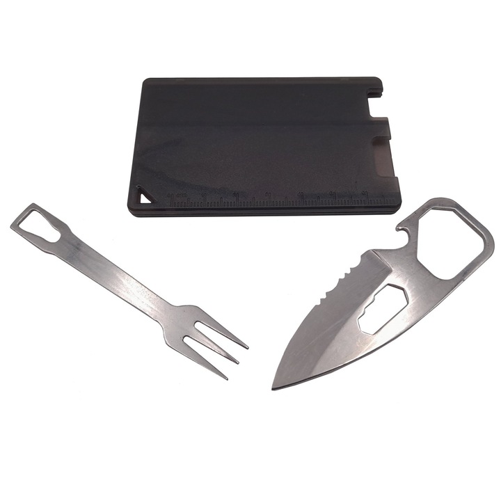 Set tacamuri pentru camping si drumetii DEPOX®, cutit si furculita, multifunctional, 8.5 cm