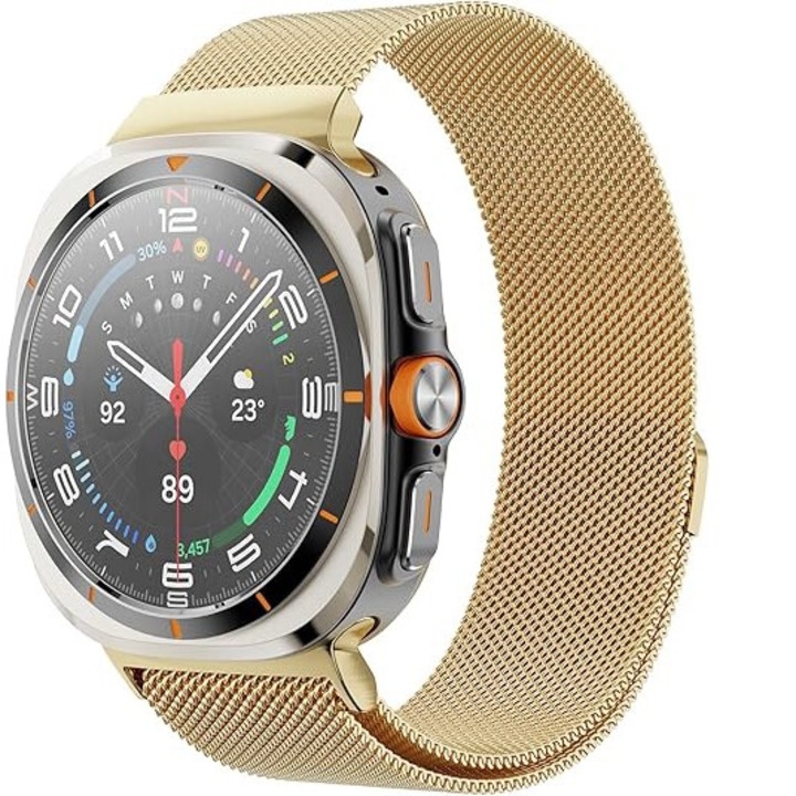 Curea samsung watch ultra, curea ceas metalica, SAFEMORE, compatibil cu 2025/2024 Samsung Galaxy Watch 7 Ultra Band de 47 mm, Aur