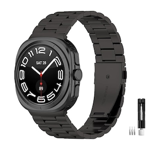 Curea samsung watch ultra, curea de ceas metalica din otel inoxidabil, Ajustabila, din Otel Inoxidabil, SAFEMORE, compatibil cu 2025/2024 Samsung Galaxy Watch 7 Ultra Band de 47 mm, Negru