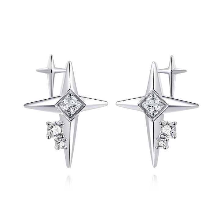 HYTIREBY 925 Sterling ezüst csillag cirkon fülbevaló nőknek