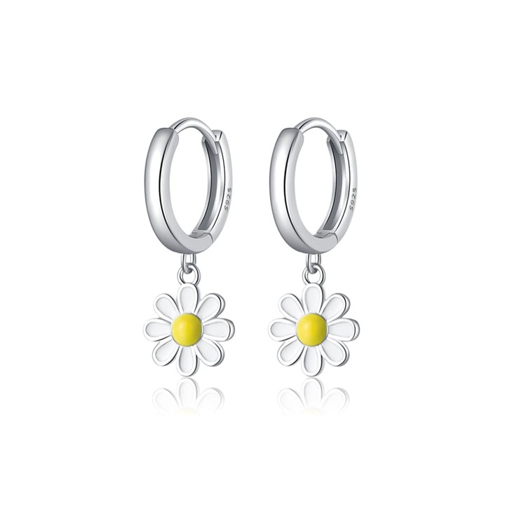 HYTIREBY Fülbevaló 925, százszorszép virágok, bojtok, ezüst