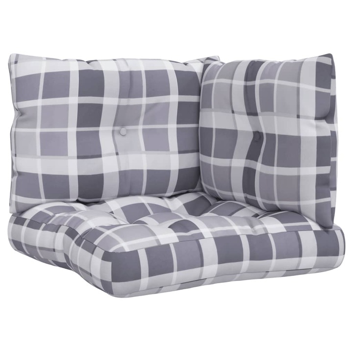 Set perne de paleti vidaXL, 3 buc., gri carouri, material textil, 2.65 Kg