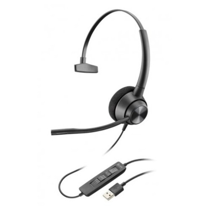 Casti cu fir Poly EncorePro 310, USB, microfon, negru