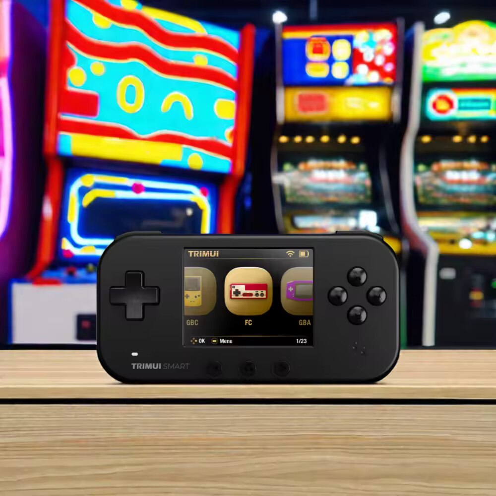 Consola retro portabila TRIMUI Smart 64GB cu jocuri, Cortex-A7 1.2GHz, 128MB LPDDR4, IPS LCD 2.4" 320x240, 1000 mAh, WiFi 4, Bluetooth 4.0, negru