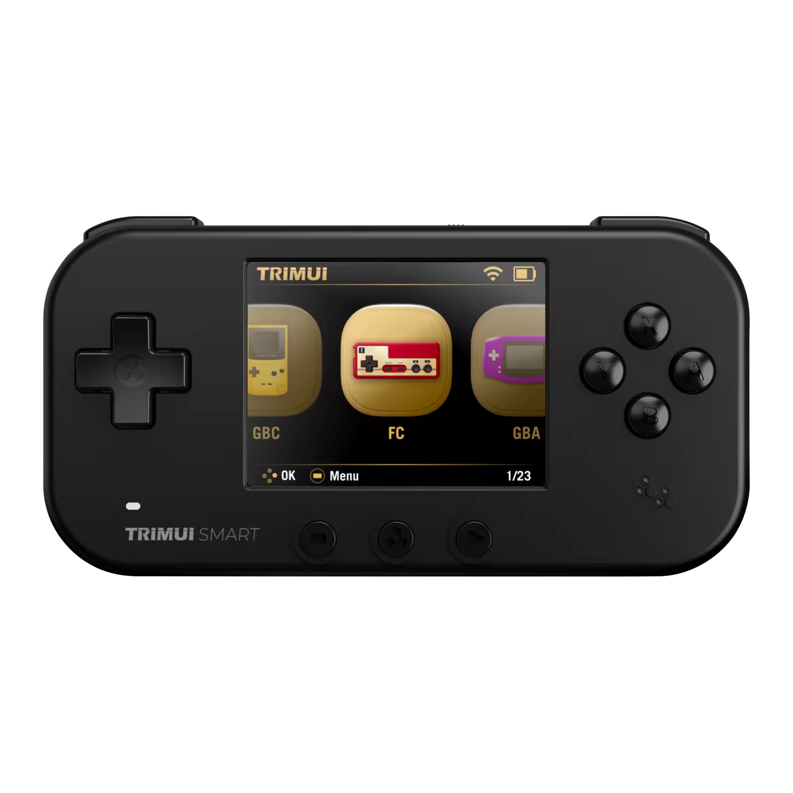 Consola retro portabila TRIMUI Smart 64GB cu jocuri, Cortex-A7 1.2GHz, 128MB LPDDR4, IPS LCD 2.4" 320x240, 1000 mAh, WiFi 4, Bluetooth 4.0, negru