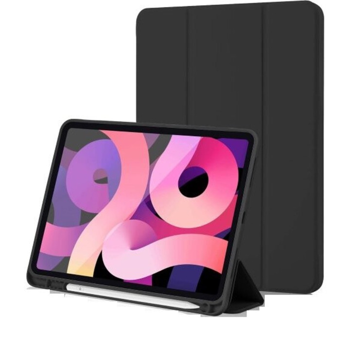 Калъф, съвместим с Ipad Air 4/5 10,9 инча, Air 11 2024, магнитно затваряне, Rebound Pencil, черен, TELGORBCS