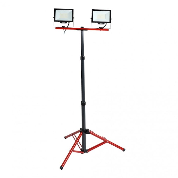 Стойка за прожектор Lightex, Двойна, Max.1.6m, Червен и сив