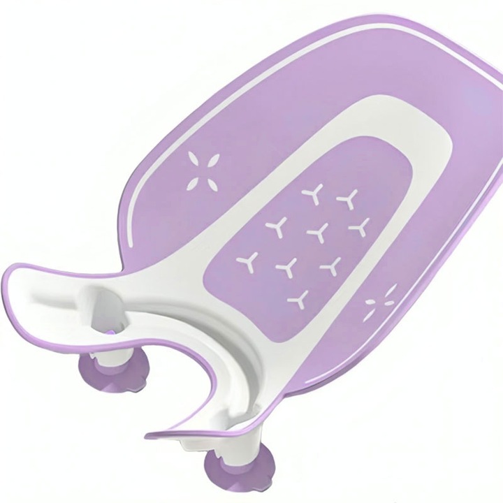 Стол за баня за новородени и бебета с опора, Удобен, преносим, може да се монтира на мивка, леген или вана, вендузи против хлъзгане, регулируем, лилав, bebeLOGIC™
