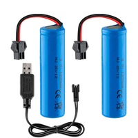 Set 2 piese Baterii 3.7V 1200mAh cu cablu de incarcare USB, mufa SM-2P, Nybgyy®, compatibila cu DE45 DE42 1:14 Off-Road & Drift Racing