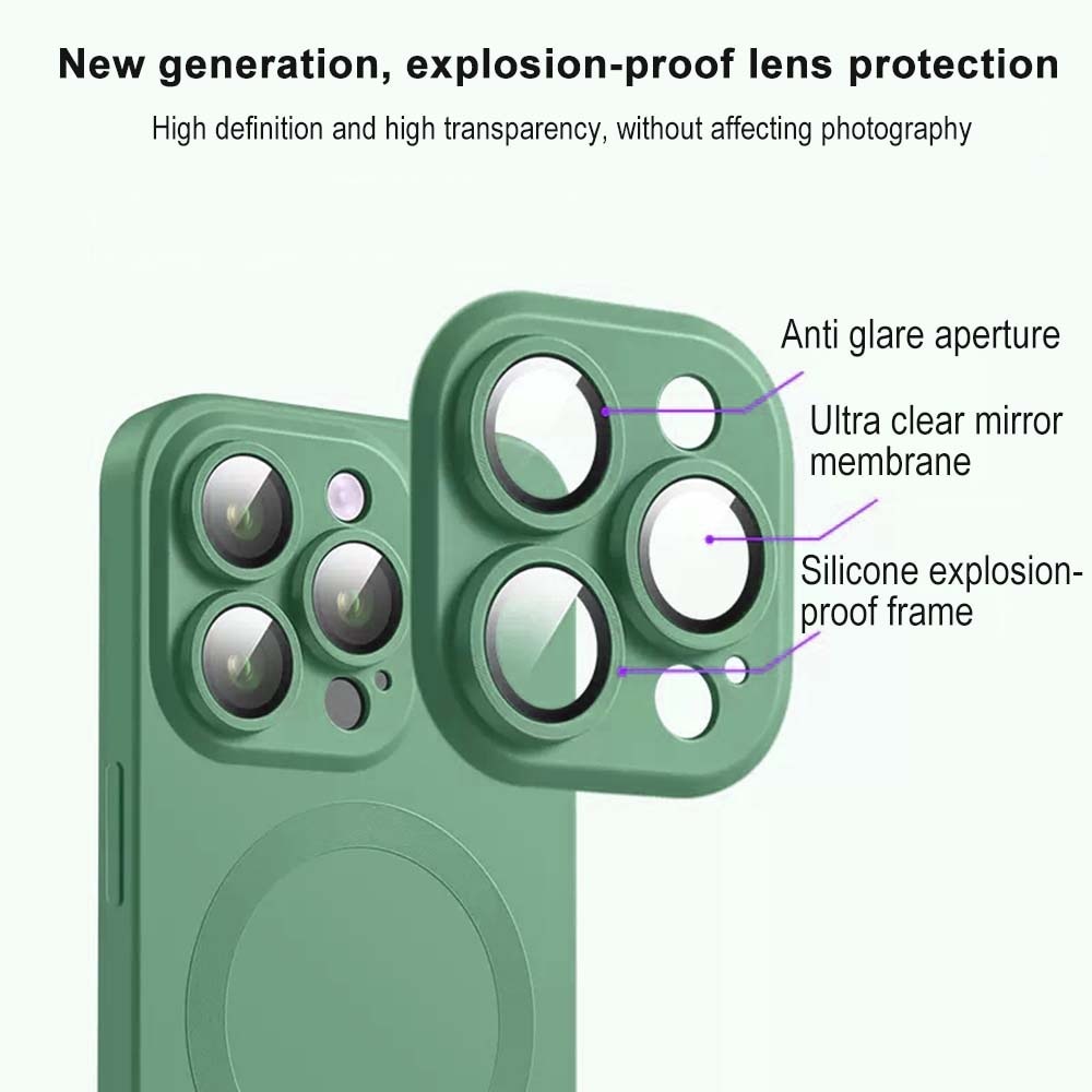Husa de protectie pentru telefon, Compatibila cu Apple iPhone 14 Pro, cu incarcare Magsafe, Anti-cadere, Verde