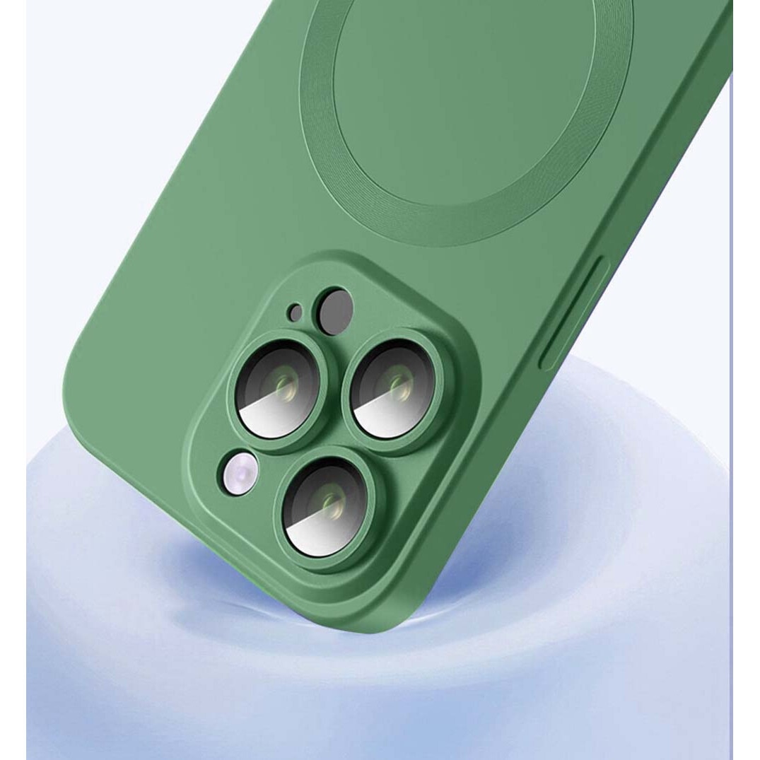 Husa de protectie pentru telefon, Compatibila cu Apple iPhone 14 Pro, cu incarcare Magsafe, Anti-cadere, Verde
