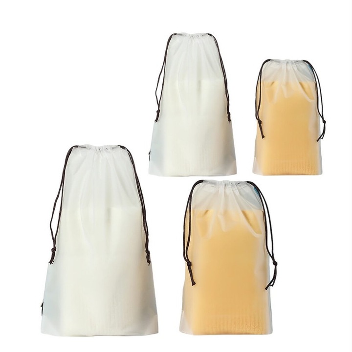 Set organizatoare imbracaminte si incaltaminte, transparent mat, 4 piese, 18x25cm, 25x30cm, 30x35cm, 32x40cm