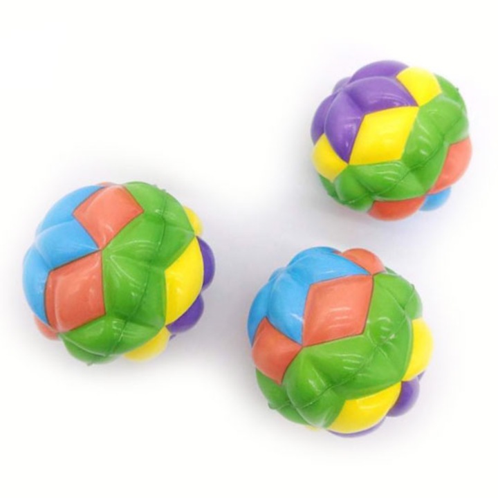 Set 3 mingi Saltarete, space ball, curcubeu, 6 cm, E-Toy®