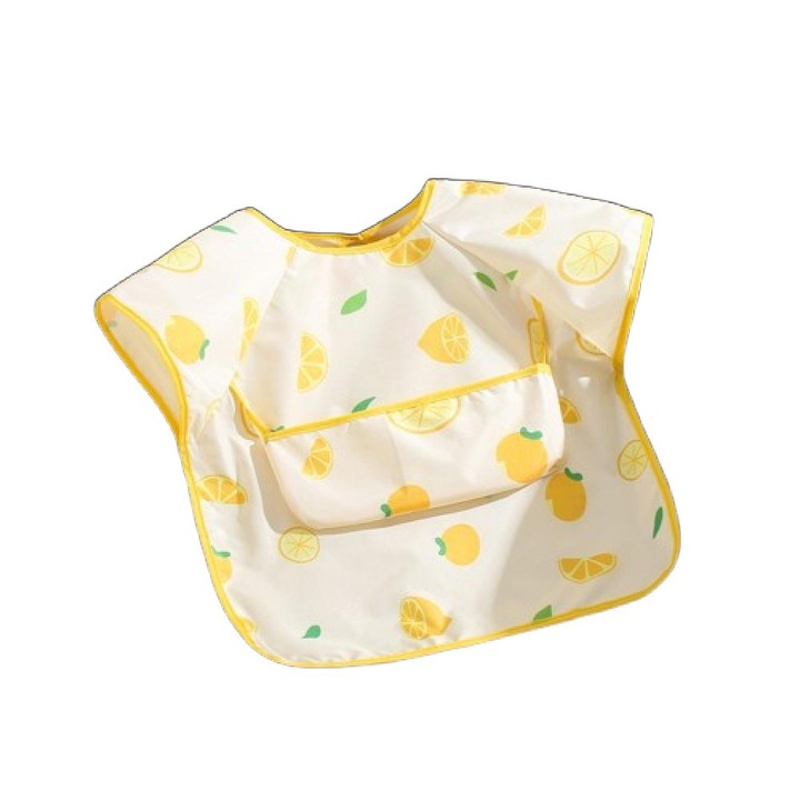 RUIOMII Citrom előke, vízálló, rövid ujjú, sárga, 1-4 év