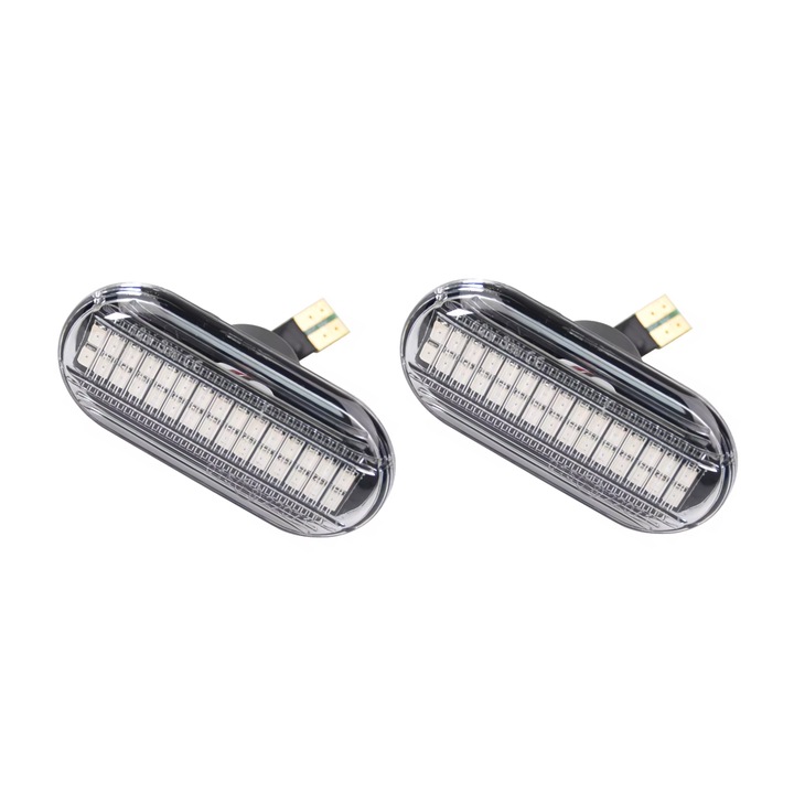 Set 2 semnalizari dinamice pentru Dacia Logan, Duster, Dokker, Lodgy, Renault Clio, Megane, Laguna, Smart Fortwo, lupa clara, banda dubla