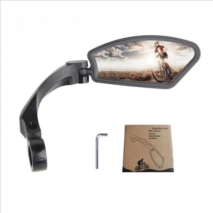 Дясно огледало за обратно виждане, неръждаема стомана, отразяващ дизайн, регулируемо, 360, за велосипеди