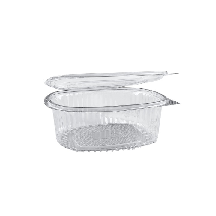 Set 100 Sosiere ovale din PET cu Capac Atasat, 100 ml