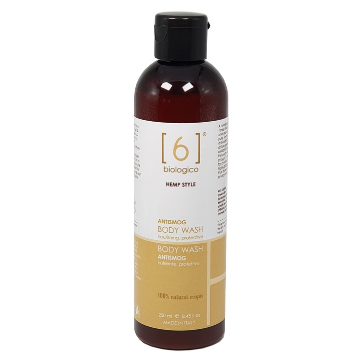 Kendermagolajos tusfürdő, száraz bőrre, vegán termék, 6BIOLOGICO, 250 ml