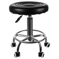 Scaun-taburet pentru salon, Beautylushh, Piele/Cauciuc, Negru