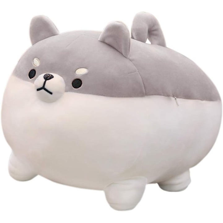 Plüss párna, Corgi Kawaii, puha párna, szürke, 40cm