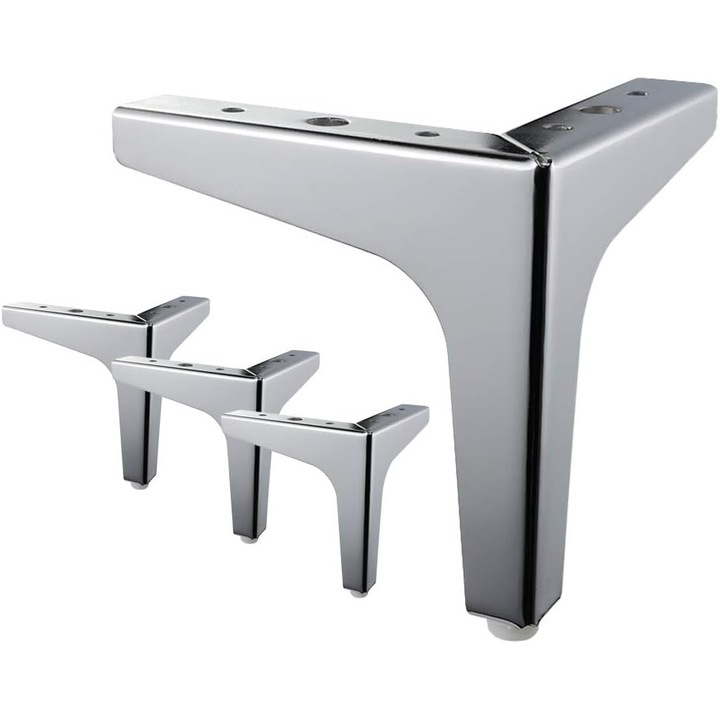 Picioare de mobilier metalice, 17.5cm, set de 4, capacitate de incarcare 250lbs, protectie pentru podea, aplicatii variate