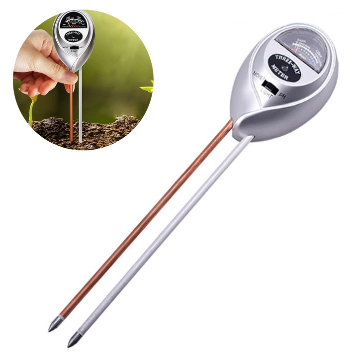 Jormftte 3 az 1-ben talajteszter, nedvesség-, pH- és fénymérés, bel- és kültéri használatra