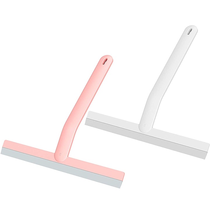 Set 2 raclete de dus, plastic, alb/roz, 10 inch