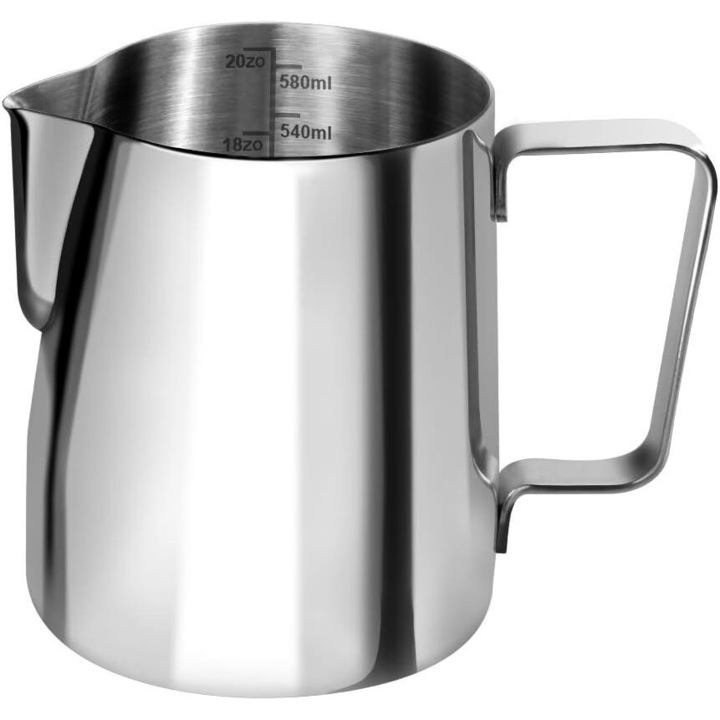 Ulcior pentru lapte, inox, 600 ml, 78 x 110 mm, argintiu