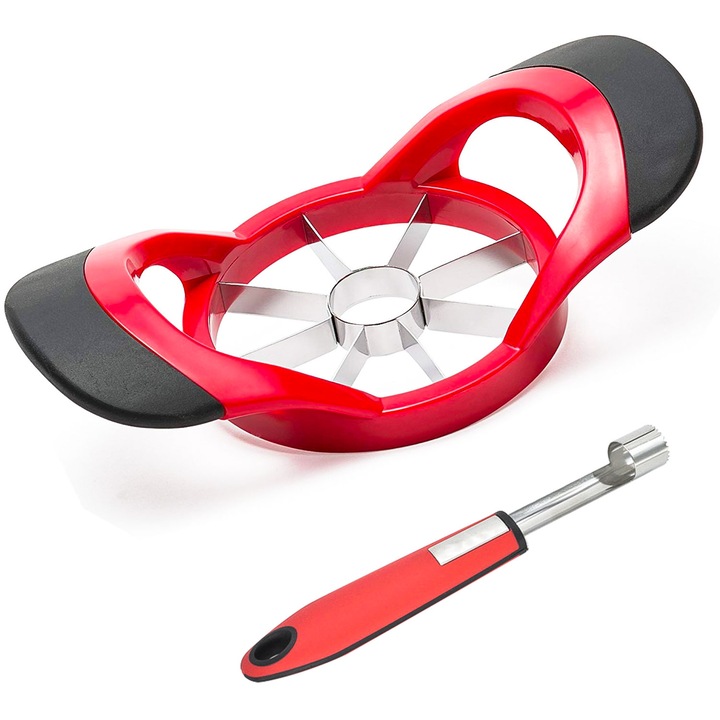 Set curatare si feliere mere gxwcyi, lame inox, manere ergonomice antiderapante, rosu