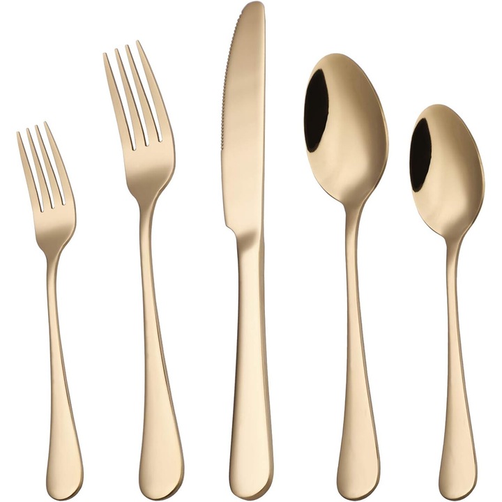 Set 20 Tacamuri, Inox, Pentru 4 persoane, Auriu