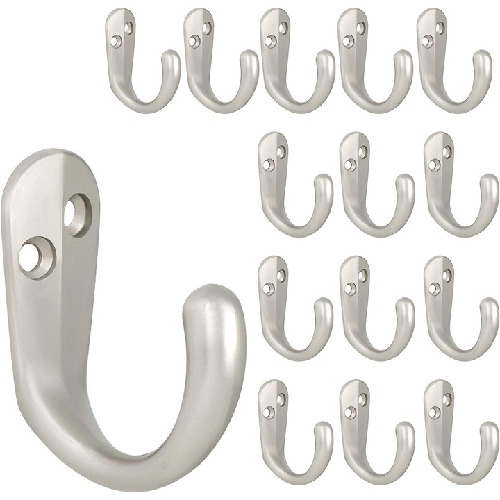 Set 15 cuiere de perete, argintiu, 45x34mm