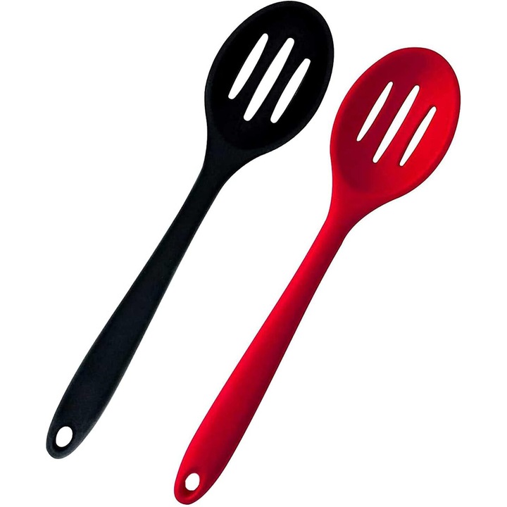 Set 2 polonice, silicon, rezistente la caldura, rosu/negru
